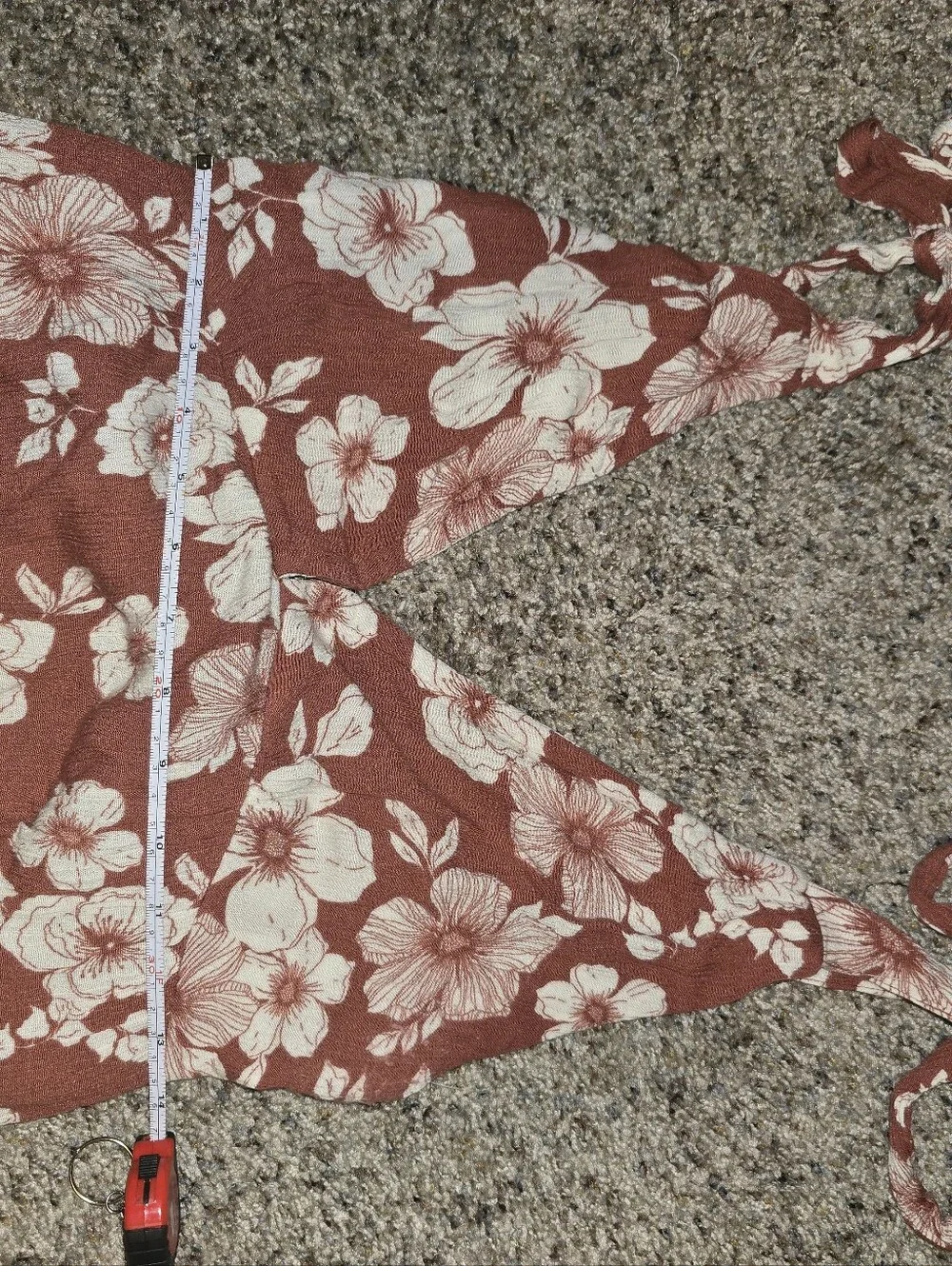Abercrombie & Fitch Red Brick Brown Floral Tie Maxi Dress Small S Fall Winter